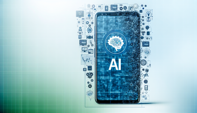 alt_text: Modern cover for "AI Telefonie Software," featuring a smartphone, AI icons, and tech elements.